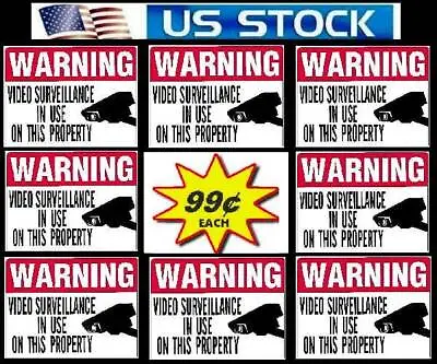 Stickers Decals For Home Windows Warning Security Cameras Monitoring System Lot • $7.37