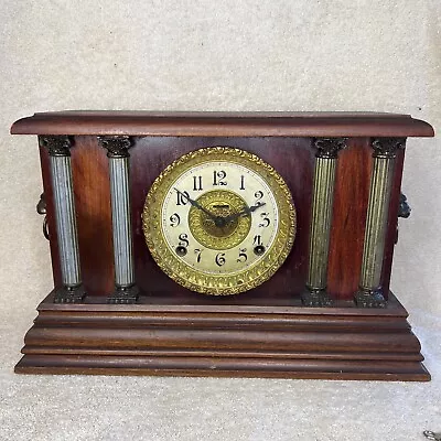 Antique E. Ingraham Co. Pillar Mantle Clock 1 Key For Restoration • $89.99