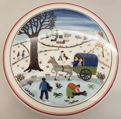 Villeroy & Boch Naif Christmas Medium Candy Box With Lid Laplau Wagon In Snow • $20