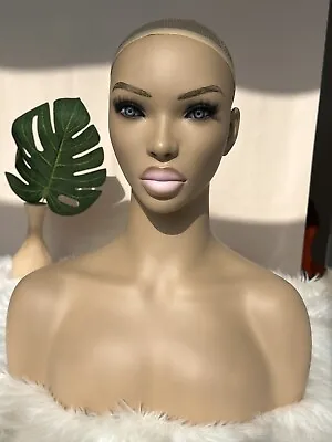 Realistic Female Mannequin Head With Shoulders For Display Wigs Scarves Hats  • $45