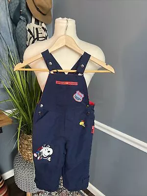 Baby Snoopy Little MVP Snoopy & Woodstock Playing Baseball Boys Overalls 24M • $29.99