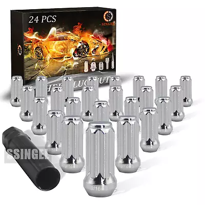 24x 2 Chrome 9/16-18 Spline Tuner Racing Lug Nut Fit 94-11 Dodge Ram2500 Ram3500 • $19.99