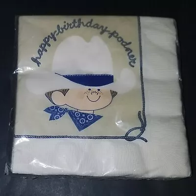 VTG Happy Birthday Podner Cowboy Luncheon Napkins 3 Ply 13.5  X 13.5  Contempo • £8.16