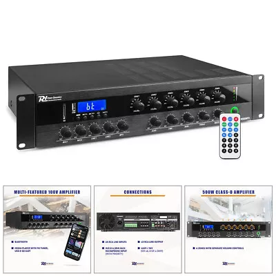 PDW500MP3 6 Zone Mixer Amplifier With Bluetooth -  Background Music PA 500W 100V • £319