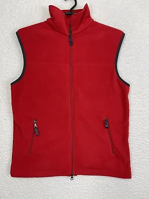 Gap Vest Full Zip Fleece Mens Size Medium M Solid Red With Black Trim • $14.87
