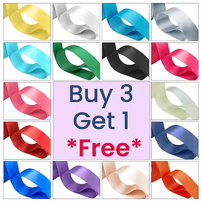 £1.45 • Buy DOUBLE SIDED SATIN RIBBON 37 COLOURS Thin Slim Narrow Plain Solid PER 1 Metre