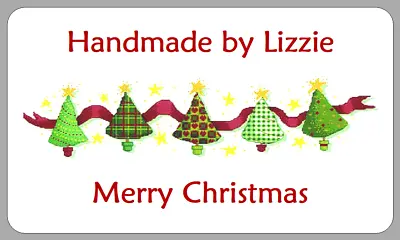 X21 Personalised Christmas Handmade By Stickers Row Of Trees Homemade By Labels • £2.70