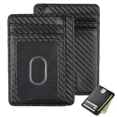 US Men RFID Blocking Leather Slim Wallet Money Credit Card Slots Coin Bag Holder • $7.29