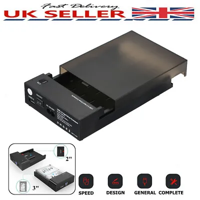 USB 3.0 2.5  3.5  External SATA HDD SSD Hard Disk Drive Enclosure Caddy Case Box • £15.58