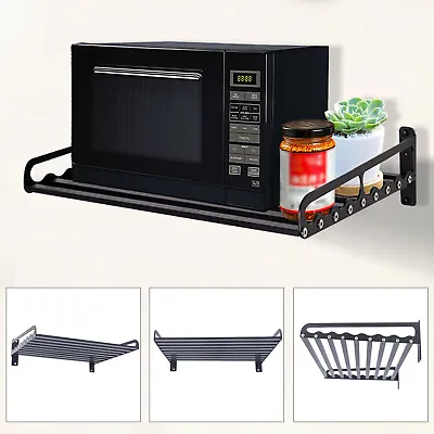 Kitchen Organizer Wall Mounted Microwave Oven Shelf Bracket Storage Rack Holder • £40