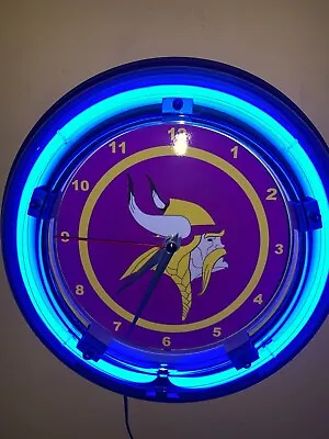 Minnesota Vikings Football Bar Man Cave Neon Wall Clock Sign • $99.99