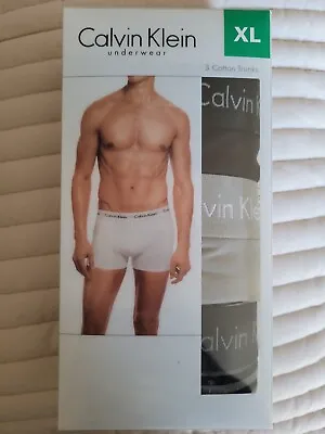 3 Genuine CALVIN KLEIN Men Cotton Stretch Trunk CK Underwear XL Extra Large Size • $35.89