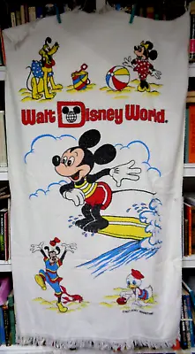 Vtg WALT DISNEY PRODUCTIONS Mickey Mouse Beach Towel WALT DISNEY WORLD 54x32 • $19.99