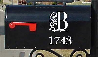  Monogram Initial & Numbers Mailbox Letters Custom Mailbox Stickers SET OF 2 • $9.99