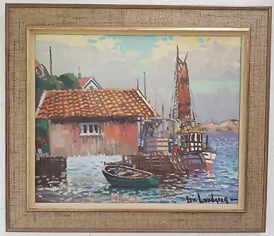 Oil Painting With Frame Picture Painting Oil Painting Maritime Sea City Landscape • £145.10