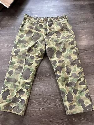 Vintage CABELAS Size L USA GoreTex Frogskin Duck Camo Hunting Pants Men's  • $30