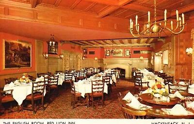 Postcard NJ Hackensack Red Lion Inn English Room Chrome Vintage PC J6408 • $0.47