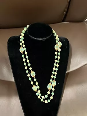 Antique Early Green Venetian Glass And Art Glass 50  Long Bead Necklace • $48