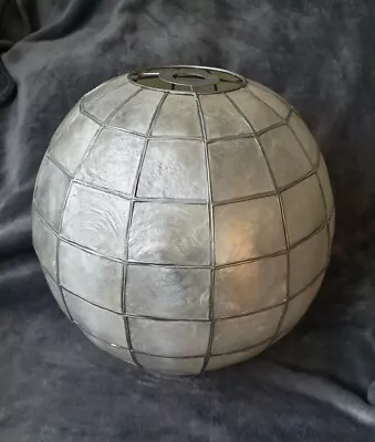 Vintage Capiz Shell Light Shade Large Globe Ceiling Pendant Lampshade 11.5  Drop • £22