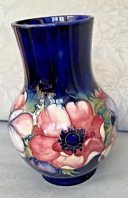 Vintage Moorcroft Pottery Anemone Vase 9  Base Drilled So Can Be Used As Lamp • $145