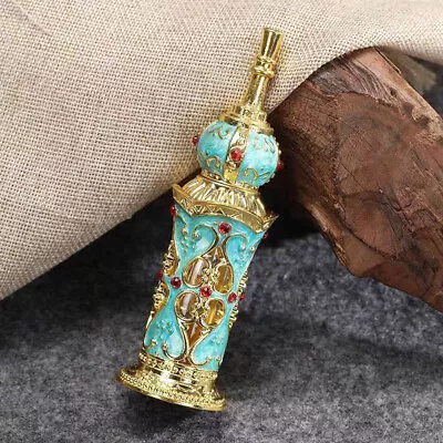 12ml Reusable Vintage Enamel Peacock Perfume Bottle Hollow Metal Sub-bottle USA • $14.99