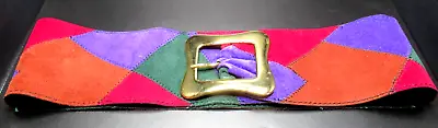 YSL YVES SAINT LAURENT RIVE GAUCHE Vintage Genuine Suede Leather Patchwork Belt • $299.99