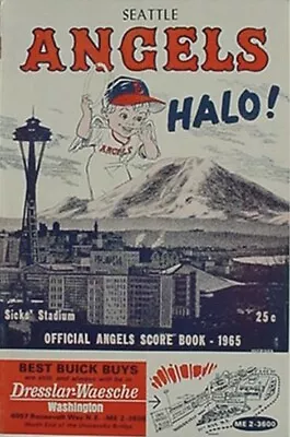 1965 Seattle Angels Program ( Aaa  Pacific Coast League Bob Lemon Mgr • $24