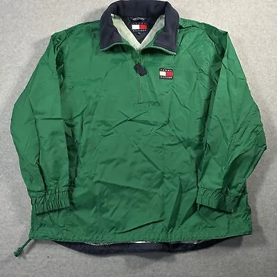 Vintage Tommy Hilfiger Hooded Anorak Windbreaker Jacket Mens Size XL Green 90s • $35