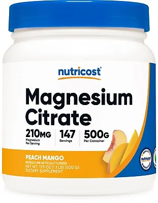 Nutricost Magnesium Citrate Powder (Peach Mango 500 Gram) 210mg Per Serving • $22.95