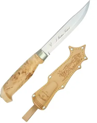 Marttiini Lynx 139 Fixed Knife 4.88  Stainless Steel Blade Curly Birch Handle • $60.99