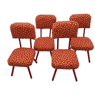 Vintage Doll Size Padded Seat Straight Backed Chairs For Dolls Or Bears Set Of 4 • $15