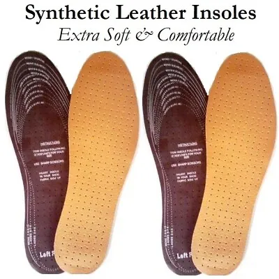 4 Pcs Leather Shoe Insoles Synthetic Unisex Anti Odour Sport Work Men Women Boot • £2.50