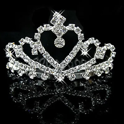 £4.47 • Buy Wedding Bridal Prom Princess Crystal Diamante Crown Headband Tiara Hair Clip F