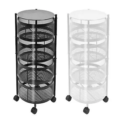 4 Tier Fruit And Vegetable Storage Circular Rotating Basket Rolling Trolley • $133.13