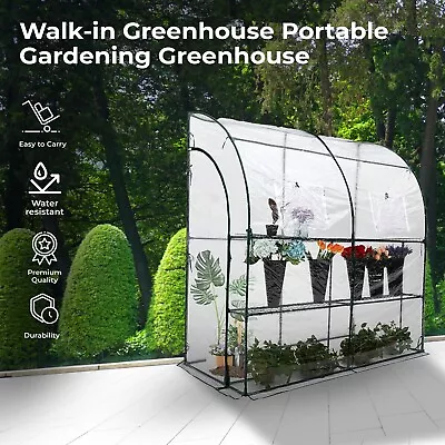 Lean-to Walk-in Greenhouse Portable Gardening Greenhouse For Indoor/Outdoor • £40.99