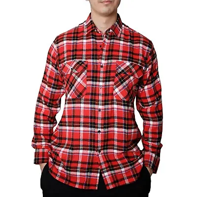 Mens Plaid Flannel Long Sleeve Check Work Shirt Lumberjack ButtonUp Shirt S-6XL • £11.03