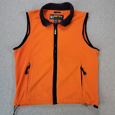 Vintage Eddie Bauer Ebtek Mens Small Full Zip Fleece Vest Orange Polartec EUC • $24.73