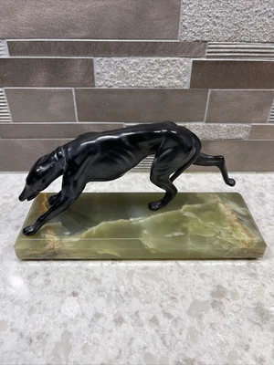 £120.41 • Buy FRENCH Art Deco Bronze & Marble Greyhound Dog Art Sculpture.