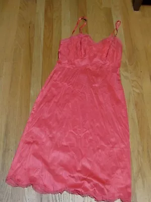 Vintage Vanity Fair Full Slip Sz. 34 All Nylon Rose Watermelon Gorgeous • $25