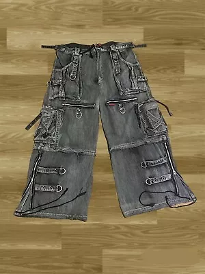 Tripp NYC X-Strap Pants Grey Fog Wash XXL Baggy Skater Raver Jeans Y2k • $115