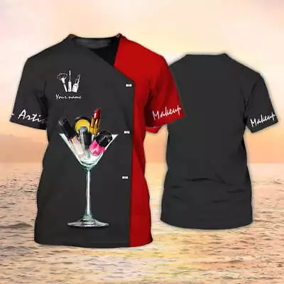 Makeup Shirt Makeup Tools Black & Red 3D Shirts For Women Make Up Artist Shirt_ • $23.99