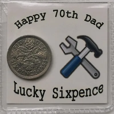70th Dad Birthday Lucky Sixpence Gift* 1954 Coin For 2024* *Cream Tools Design* • £2.99