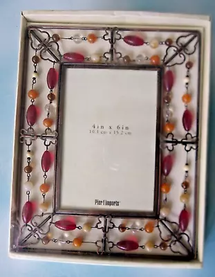 Pier I Imports Vintage Multi-Beaded & Metal Photo Frame 4 In. X 6 In. • $11.99