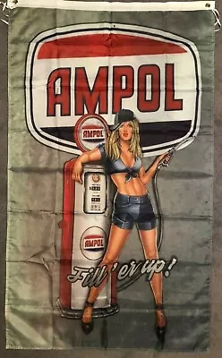 AMPOL GIRL HUGE Retro Vintage Flag..Classic Car Show Man Cave Garage Shed • $26.50