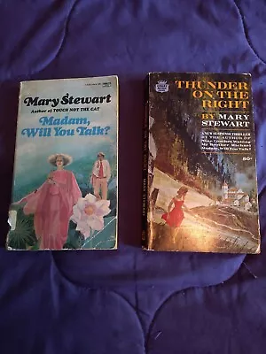 Lot Of 2 Mary Stewart Paperback Books Thunder On The Right Madam Will You Talk • $4.95