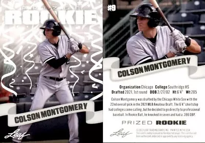 COLSON MONTGOMERY 2022 Leaf PRIZED ROOKIE Baseball #9 WHITE SOX RC ROOKIE • $3.95