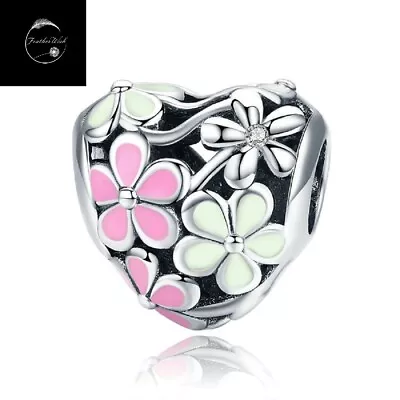 Genuine Sterling Silver 925 Flower Daisy Bloom Heart Bead Charm For Bracelets • £15.99