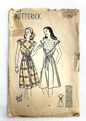 1947 Vtg  Butterick Sewing Pattern 4135 Teens Dress W Deep Yoke Sz 16 Bust 34 • $4.95