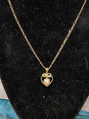 Single Akoya Salt Water Pearl Heart Pendant Repurposed Mikimoto Pearl • $89.99