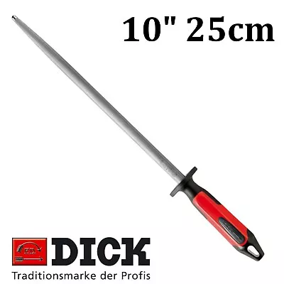F Dick 10  25cm Regular Cut Round Knife Sharpening Steel Red 2K Handle 7317125 • $73.50